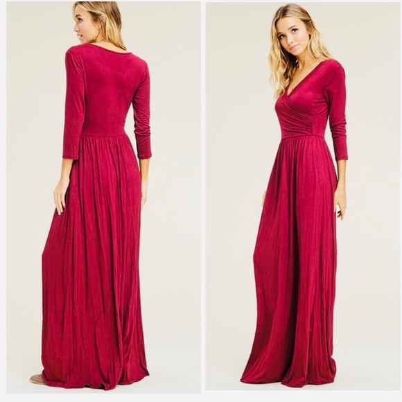 1 LEFT! Burgundy Maxi Dress - Picture 2 of 3